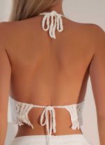 Crop top πλεκτό εξώπλατο - ΑΣΠΡΟ - Image 2
