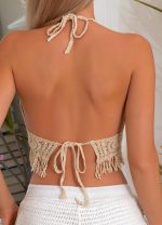 Crop top πλεκτό εξώπλατο - ΜΠΕΖ - Image 2