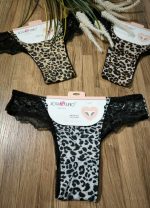 Γυναικείο brazil animal print με δαντέλα  - ΑΣΠΡΟΜΑΥΡΟ