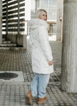 Μπουφάν καπιτονέ με ζώνη & κουκούλα - ΑΣΠΡΟ - Image 7