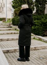 Μπουφάν με γούνα στην κουκούλα - ΜΑΥΡΟ - Image 3