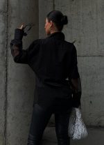 Πουκάμισο με διαφάνεια στα μανίκια & μέση - ΜΑΥΡΟ - Image 3
