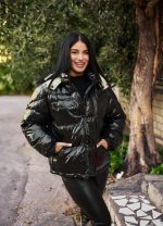 Μπουφάν puffer με κουκούλα - ΜΑΥΡΟ - Image 4