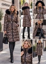 Μπουφάν με γούνα στην κουκούλα animal print - ΛΕΟΠΑΡ ΚΑΦΕ - Image 2