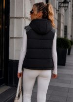 Αμάνικο μπουφάν με λεπτομέρεις απο καθρεφτάκια - ΜΑΥΡΟ - Image 3