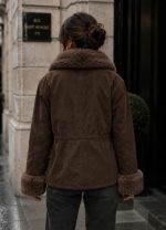 Μπουφάν τύπου σουέτ με γουνάκι στο γιακά και στα μανίκια - ΚΑΦΕ - Image 2