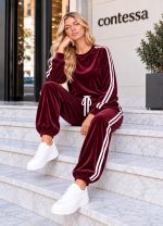 Γυαλιστερό Σετ Φόρμας με Ρίγες - PLUM - Image 2